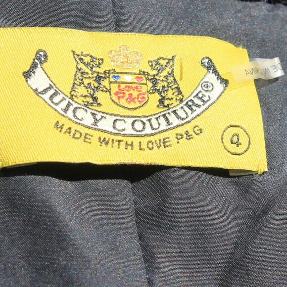 Juicy Couture Black Crushed Silk Velvet Blazer Cropped Rhinestone Buttons Size 4 - Picture 8 of 14